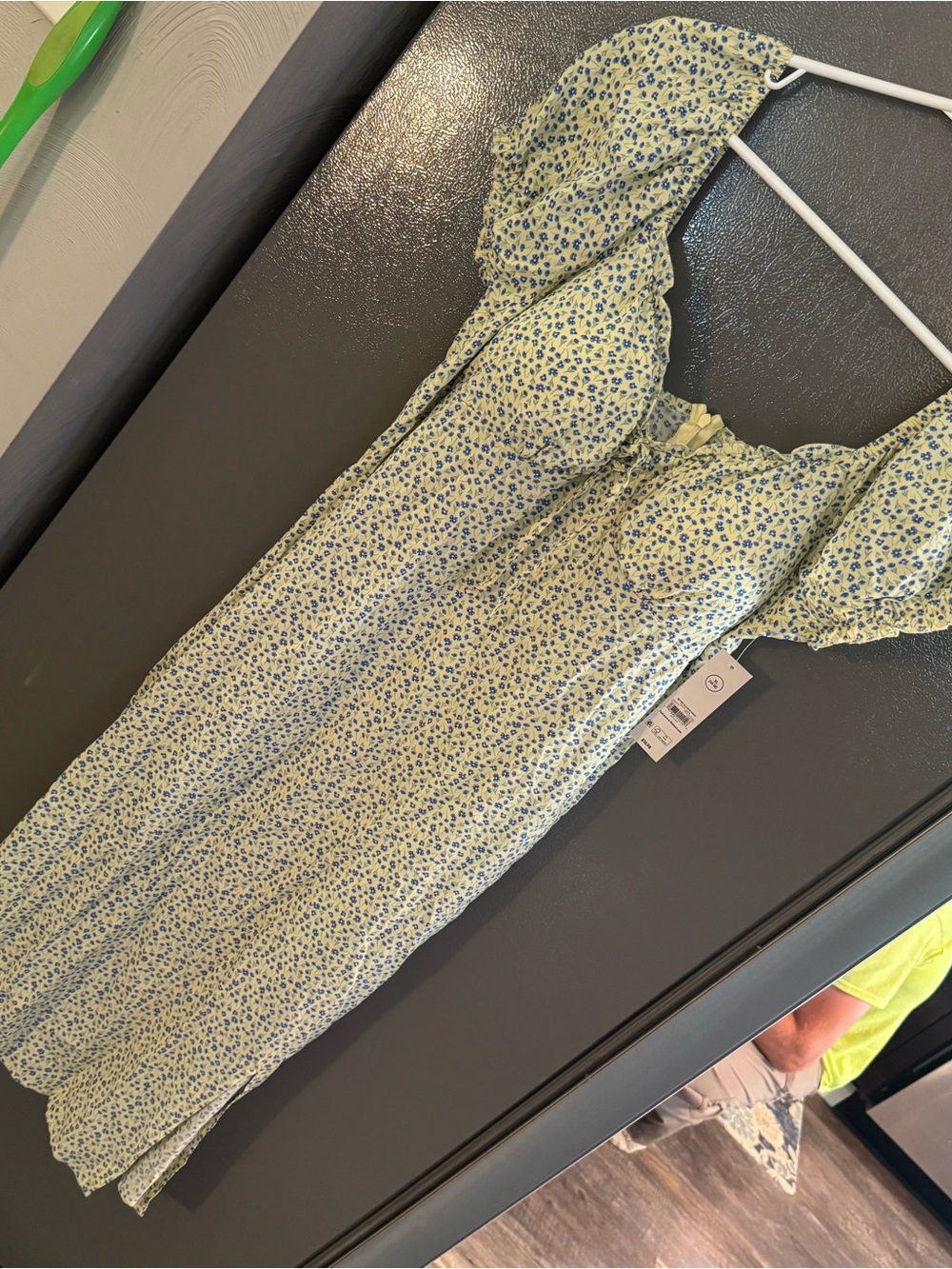No Boundaries Yellow Midi Dress with Blue Floral Print